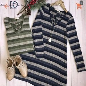 Green striped dress